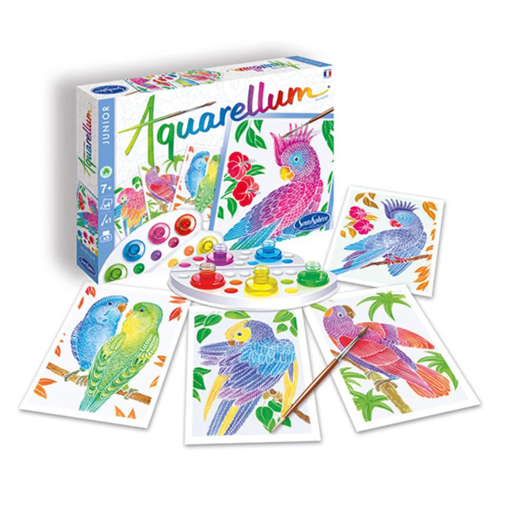 Aquarellum Junior Parrots - Paint by Numbers for Kids