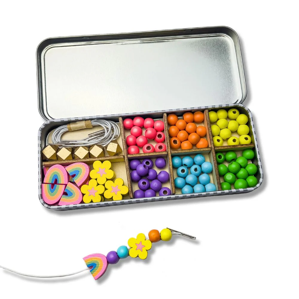 Cotton Twist Rainbow & Flower Bracelet Beading Kit - Image 2
