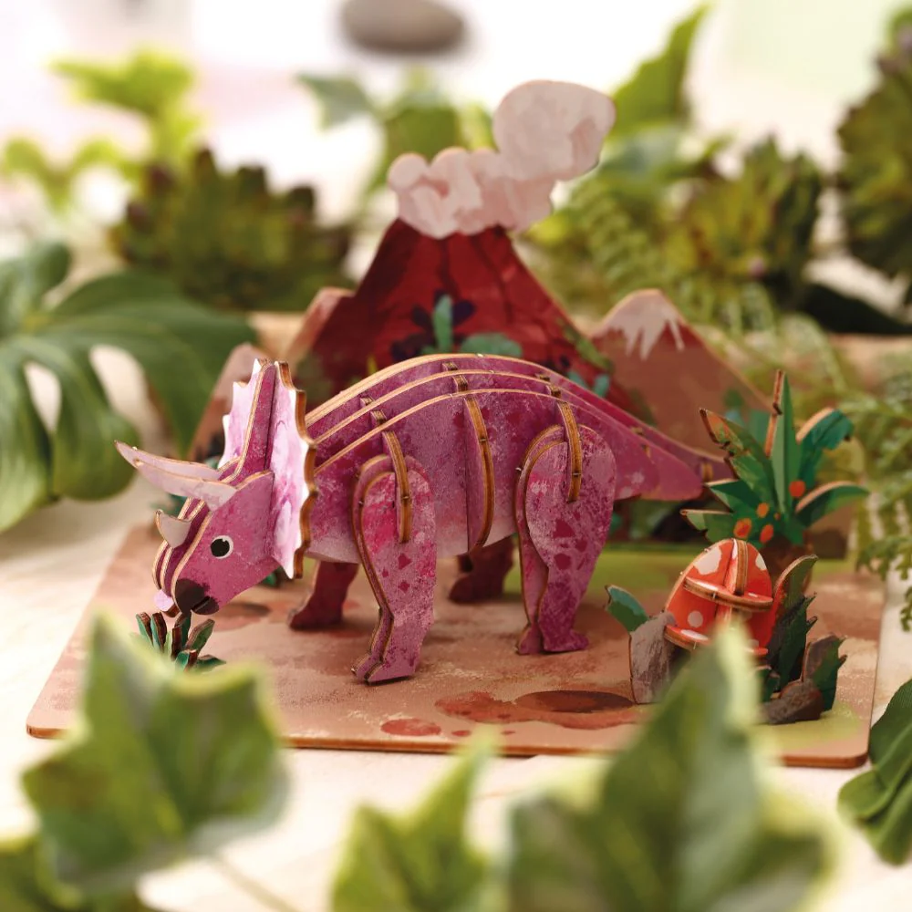 Dinosaur Wooden 3D Model - Triceratops