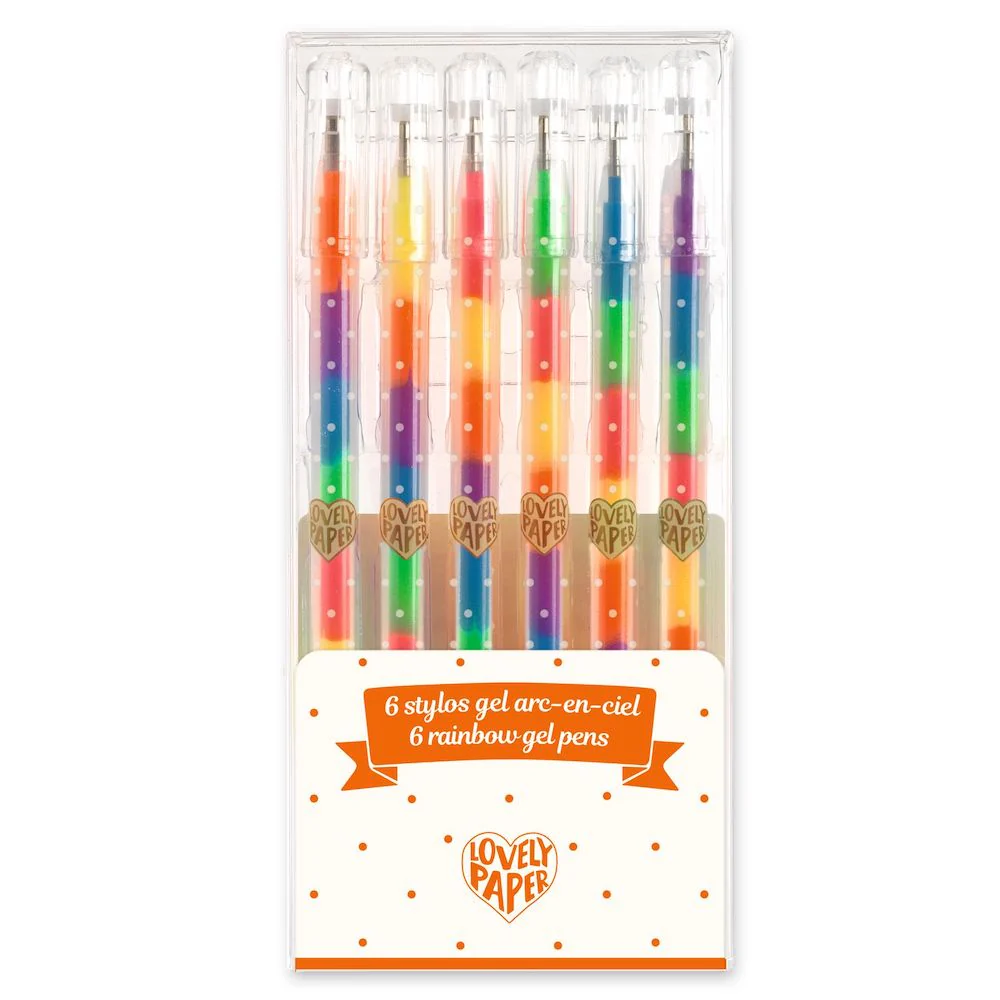Djeco Lovely Paper - 6 Rainbow Gel Pens