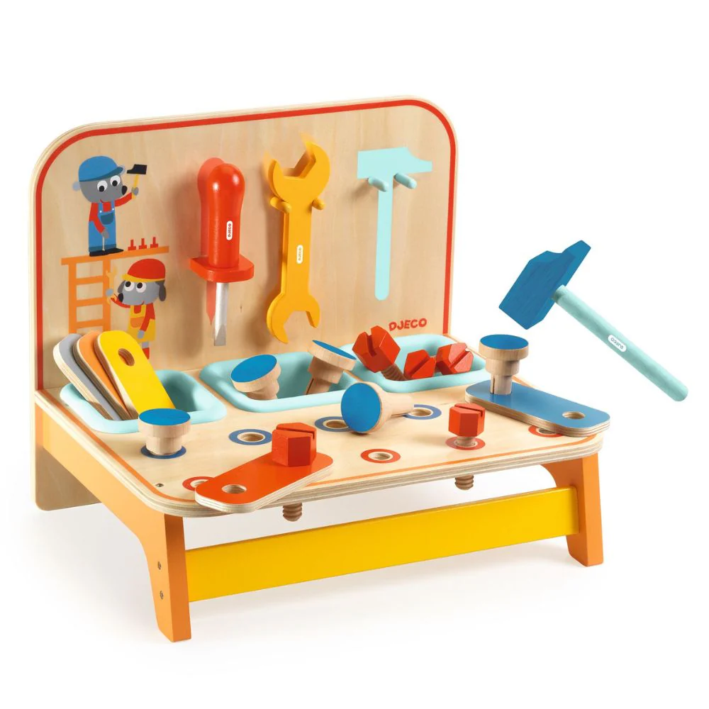 Djeco Bricotoo Wooden Workbench With Tools - Gifts For 3 Year Olds +
