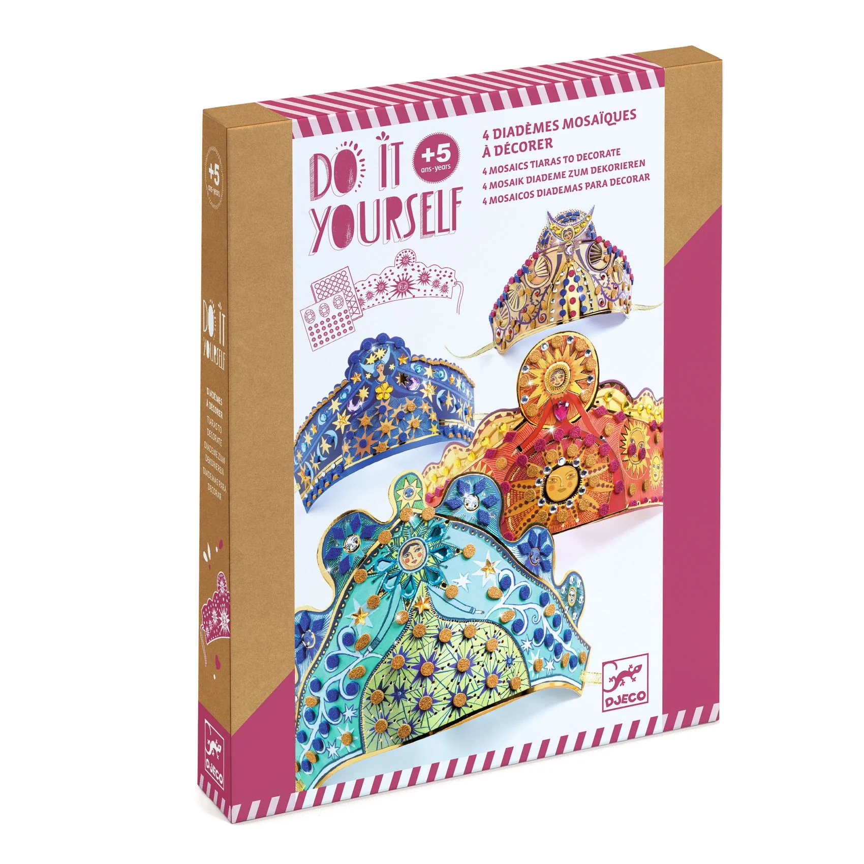 Djeco Do It Yourself, 4 Mosaic Tiaras Enchantresses - Mosaic Kits