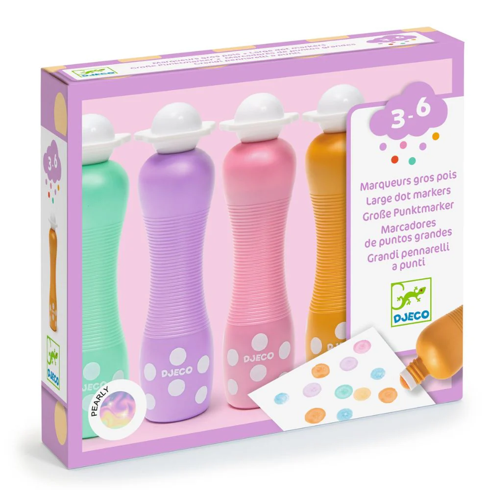 Djeco Foam Markers - Toddler Crafts 3-6 yrs Easy Hold Chunky Markers Pearl Colours