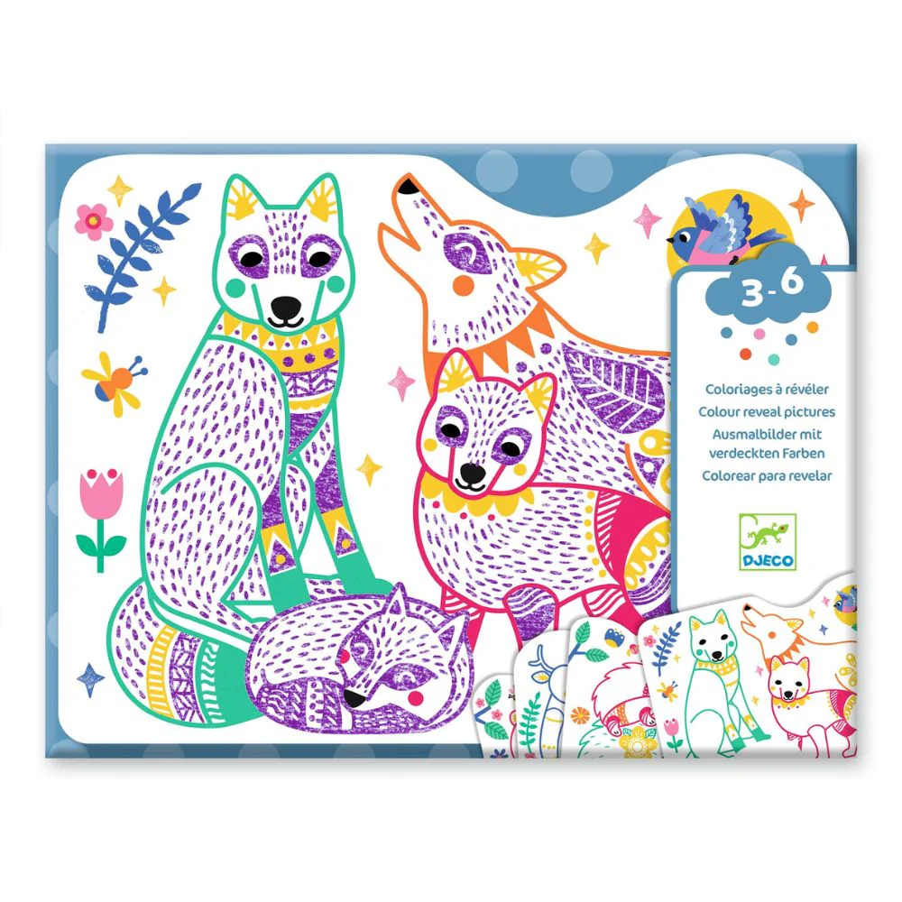 Djeco Magic Colouring Reveal Pictures, Forest Families