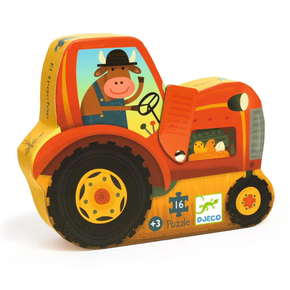 Djeco Puzzles Tractor 16 Pieces - Gifts For 3 Year Olds