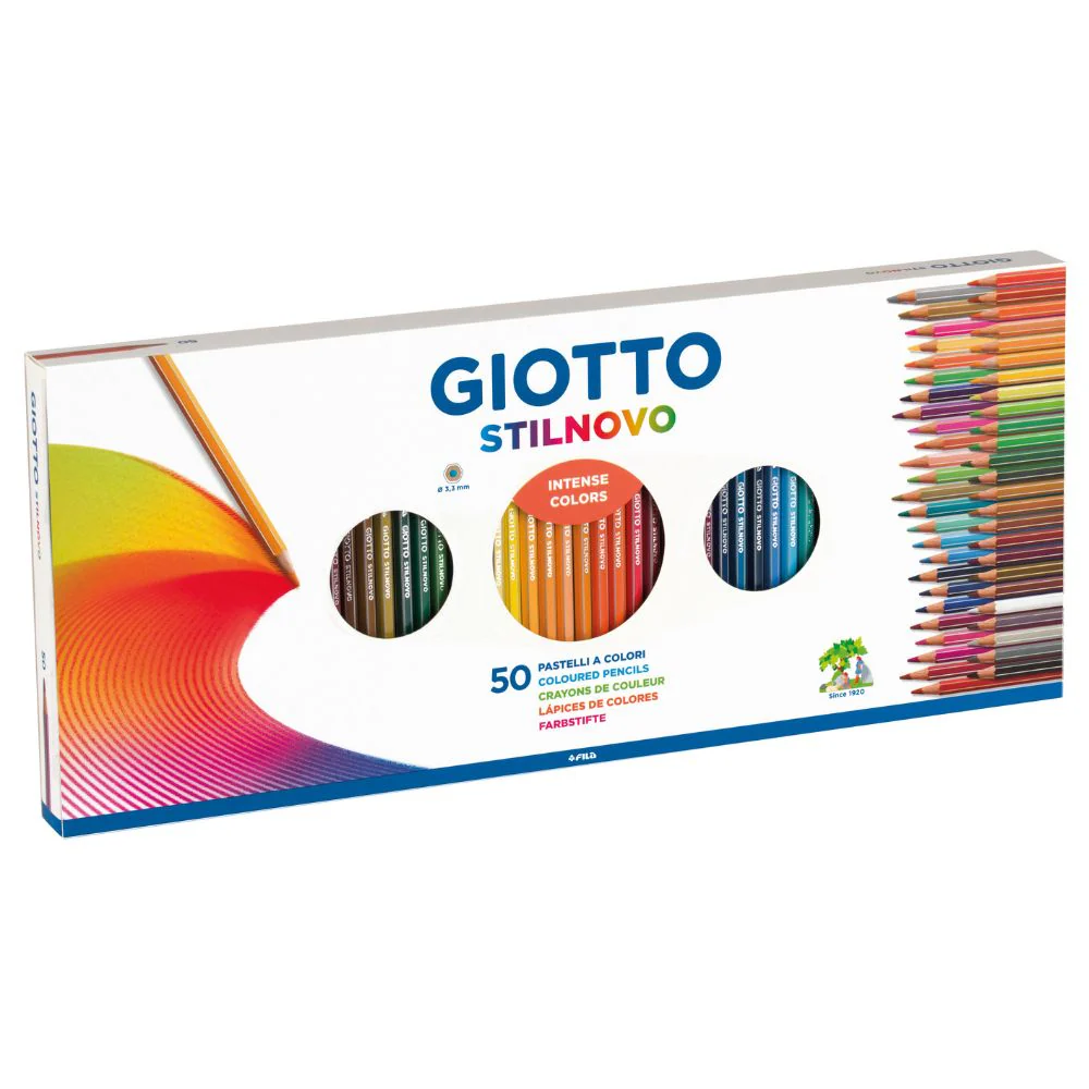 Giotto Stilnovo 50-Piece Colouring Pencil & Sharpener Set – Perfect for Home or School