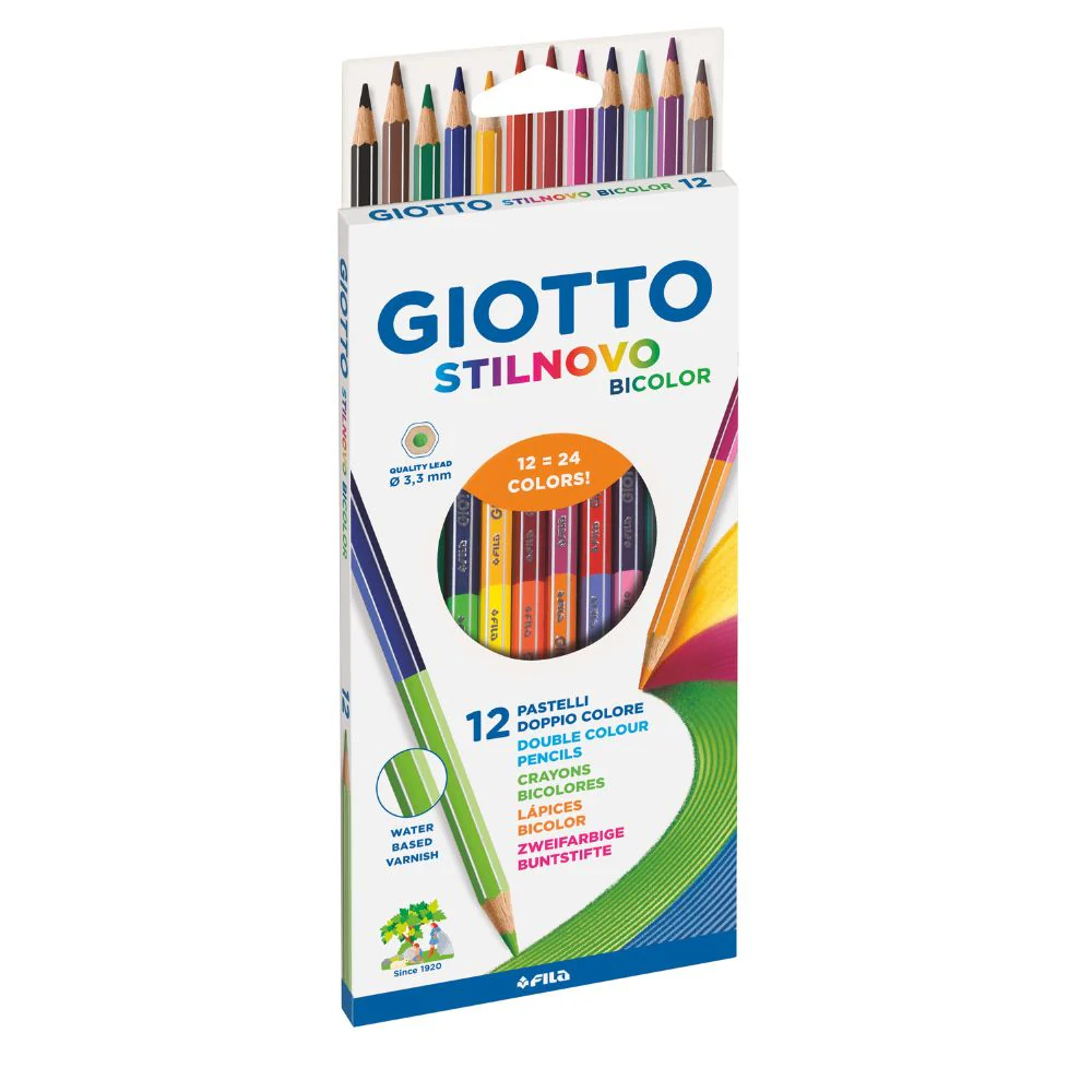 Giotto Stilnovo Bicolor Pencils – 12‑Pack (24 Colours, Double‑Ended Coloured Pencils)