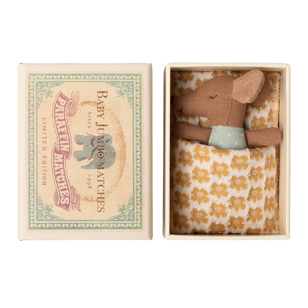 Maileg Sleepy/Wakey Boy Baby Mouse In A Matchbox