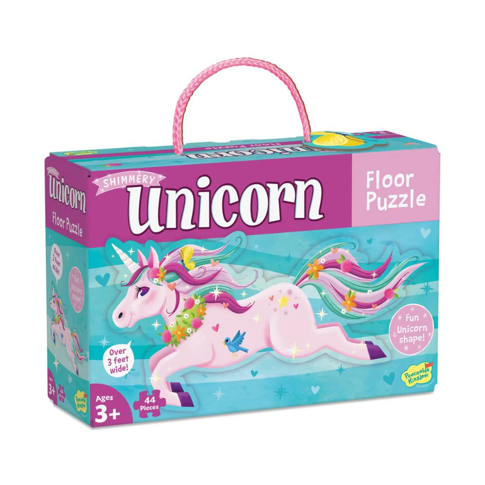 Peaceable Kingdom Shimmery Unicorn Floor Puzzle - Image 2