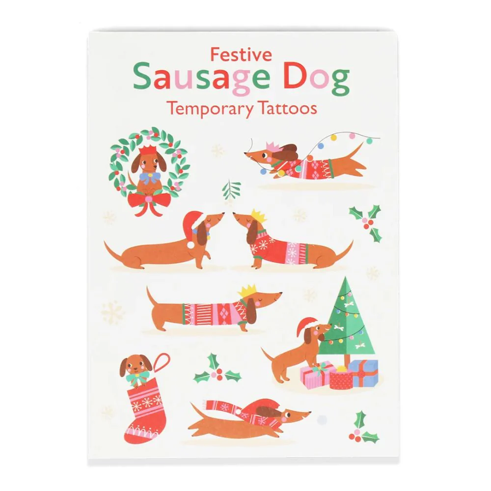 Rex London Christmas Sausage Dog Tattoos